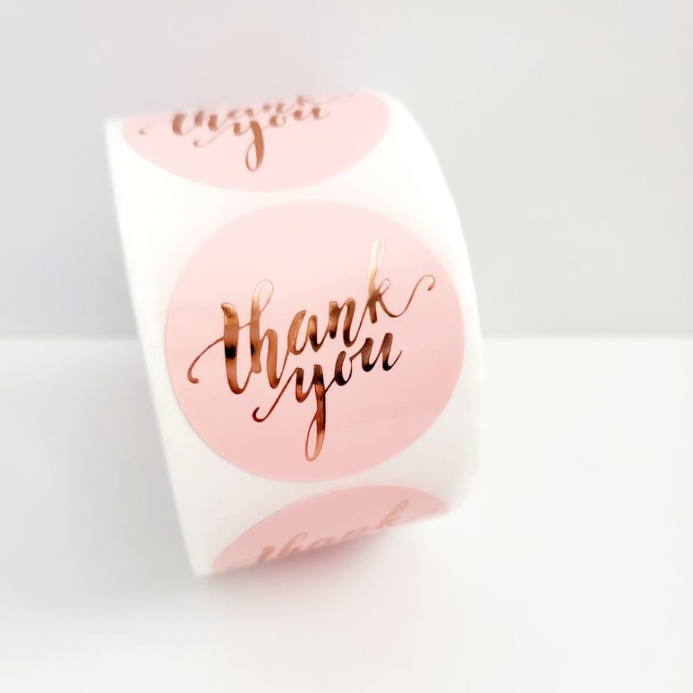 1.5" Glossy Thank You Stickers - 1 roll of 500